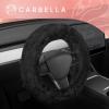 imageTwisted Fur Holiday Green Steering Wheel Cover Standard 15 Inch Size Fits Most Vehicles Fuzzy Fluffy Car Steering Cover with Soft Faux Fur Touch Car Accessories for WomenBlack