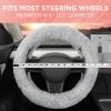 imageTwisted Fur Holiday Green Steering Wheel Cover Standard 15 Inch Size Fits Most Vehicles Fuzzy Fluffy Car Steering Cover with Soft Faux Fur Touch Car Accessories for WomenGray