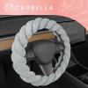 imageTwisted Fur Holiday Green Steering Wheel Cover Standard 15 Inch Size Fits Most Vehicles Fuzzy Fluffy Car Steering Cover with Soft Faux Fur Touch Car Accessories for WomenSlate Gray