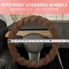 imageTwisted Fur Holiday Green Steering Wheel Cover Standard 15 Inch Size Fits Most Vehicles Fuzzy Fluffy Car Steering Cover with Soft Faux Fur Touch Car Accessories for WomenBrown