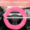 imageTwisted Fur Holiday Green Steering Wheel Cover Standard 15 Inch Size Fits Most Vehicles Fuzzy Fluffy Car Steering Cover with Soft Faux Fur Touch Car Accessories for WomenPink
