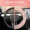 imageTwisted Fur Holiday Green Steering Wheel Cover Standard 15 Inch Size Fits Most Vehicles Fuzzy Fluffy Car Steering Cover with Soft Faux Fur Touch Car Accessories for WomenSoft Pink