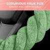 imageTwisted Fur Holiday Green Steering Wheel Cover Standard 15 Inch Size Fits Most Vehicles Fuzzy Fluffy Car Steering Cover with Soft Faux Fur Touch Car Accessories for WomenSage Green
