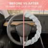 imageTwisted Fur Holiday Green Steering Wheel Cover Standard 15 Inch Size Fits Most Vehicles Fuzzy Fluffy Car Steering Cover with Soft Faux Fur Touch Car Accessories for WomenSlate Gray