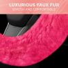 imageTwisted Fur Holiday Green Steering Wheel Cover Standard 15 Inch Size Fits Most Vehicles Fuzzy Fluffy Car Steering Cover with Soft Faux Fur Touch Car Accessories for WomenHot Pink