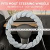 imageTwisted Fur Holiday Green Steering Wheel Cover Standard 15 Inch Size Fits Most Vehicles Fuzzy Fluffy Car Steering Cover with Soft Faux Fur Touch Car Accessories for WomenSlate Gray