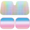 image3Piece Automotive Sunshade Pack 1pc Iridescent Mermaid Front Windshield Sunshade and 2pc Rainbow Sunset Static Cling Window Sunshades for Cars Trucks SUVs Block UV Rays Sun Protection
