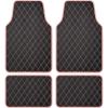 imageDiamondLuxe Car Floor Mats Stylish Faux Leather Car Mats with Diamond Stitched Detail and Matching Taping Universally Sized AllWeather Floor Mats for Cars Trucks SUV Full Set PinkPink