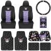 imageKuromi Car Seat Covers Floor Mats Steering Wheel Cover Windshield Sun Shade Air Freshener  Universal Fit for Cars SUVs ampamp Trucks  Purple ampamp Black  Womens Accessories