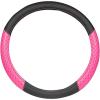 imagePink Sequin Bling Steering Wheel Cover Standard 15 Inch Size Fits Most Vehicles Cute Faux Leather Car Steering Cover with Diamond Rhinestone Glitter Like Detail Car Accessories for WomenPink Sequin Bling