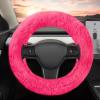 imageTwisted Fur Holiday Green Steering Wheel Cover Standard 15 Inch Size Fits Most Vehicles Fuzzy Fluffy Car Steering Cover with Soft Faux Fur Touch Car Accessories for WomenHot Pink