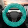 imageTwisted Fur Holiday Green Steering Wheel Cover Standard 15 Inch Size Fits Most Vehicles Fuzzy Fluffy Car Steering Cover with Soft Faux Fur Touch Car Accessories for WomenMint