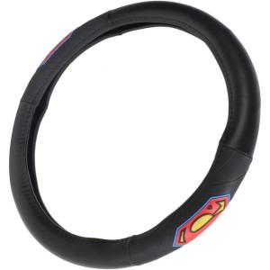 imageBDK Superman Car Steering Wheel Cover  Officially Licensed Warner Brothers Product Fits Most Steering Wheels Between 145 to 155 Inch