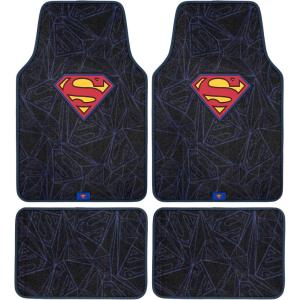 imageBDK Warner Bros DC Comics Superman 4pc Carpet Floor Mats Car Accessories  Set for Car Truck Van SUV  NoSlip Grip  Universal Fit Front 26quot x 165quot Rear 14quot x 165quotSuperman