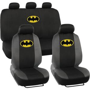 imageBDK Warner Brothers DC Superman Front ampamp Rear Car Seat Covers Full Set  Easy to Install Durable ampamp Polyester Car Seat Cover  All Vehicles Airbag Compatible Universal Car Accessories Black ampamp GrayFull Set
