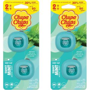 imageChupa Chups Car Air Freshener Sweet Mint  Long Lasting Car Fresheners with Fun Scents Colorful and Vibrant Air Freshener for Car Unique Car Freshner Perfume Deodorizer 2Pack 4pcs Total