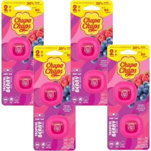 imageChupa Chups Car Air Freshener Tropical Berry  Long Lasting Car Fresheners with Fun Scents Colorful and Vibrant Air Freshener for Car Unique Car Freshner Perfume Deodorizer 4Pack 8pcs Total