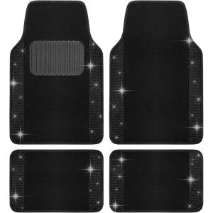 imageCrystal Two Tone Carpet Car Floor Mats  Silver Rhinestone Bling Style Auto AccessoriesBlack Crystals on Black