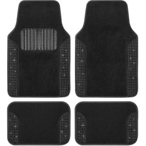 imageDiamond Bling Car Mats 4Piece Set Shiny Rhinestone Crystal Carpet Car Floor Mats TwoTone Floor Mats for Cars Cute Automotive Floor Mats for Women BlackBlack