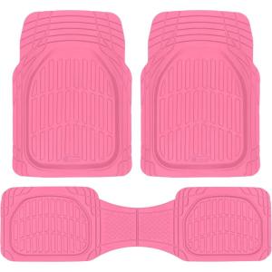 imageHeavy Duty Rubber 4Piece Beige Car Floor Mats  Universal Trimmable AllWeather Car Accessories  Girl Car Accessories for Women ampamp Cute Car Mats for Women for Girly Car Decor Truck ampamp SUVPink