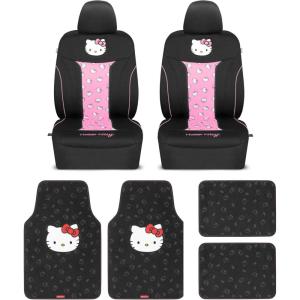 imageHello Kitty Cinnamoroll Car Seat Covers  Adorable Light Blue Front Seat Covers with 4PC Carpet Car Floor Mats  Universal Fit for Cars SUVs ampamp Trucks  Super Cute Cinnamoroll Print ampamp Pattern AccentsHello Kitty Pink