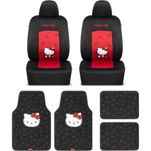 imageHello Kitty Cinnamoroll Car Seat Covers  Adorable Light Blue Front Seat Covers with 4PC Carpet Car Floor Mats  Universal Fit for Cars SUVs ampamp Trucks  Super Cute Cinnamoroll Print ampamp Pattern AccentsHello Kitty Red