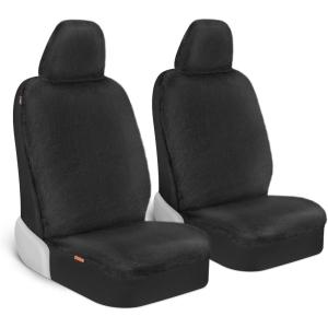 imageSheepskin Car Seat Covers for Women 2Pack Faux Fur Car Seat Covers Front Seats Only Cute Automotive Seat Covers For Cars for Women Car Accessories for Women Soft PinkBlack Fur