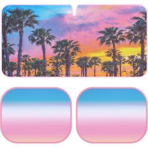 imageChecker Gradient Car Window Sun Shade Auto Shade for Windshield Visor Block UV Reflect Heat to Keep Your Car SUV Truck Cool Jumbo 64quotx32quotPalm Trees w Side Shades