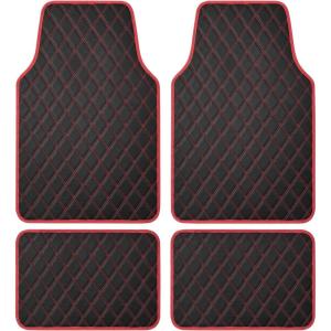 imageDiamond Bling Car Mats Shiny Rhinestone Crystal Carpet Car Floor Mat Glitter Crystal Mat with Heel Pad Cute Automotive Floor Mats for Car SUV VanWomen Girl RedDiamond Red