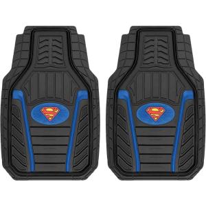 imageBDK Superman Superhero Car Floor Mats Officially Licensed Warner Bros DC Comics All Weather Interior Auto Protection Heavy Duty Rubber Liners for Car Truck Van SUVArmored Superman