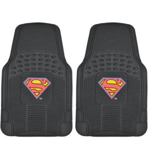 imageBDK Superman Superhero Car Floor Mats Officially Licensed Warner Bros DC Comics All Weather Interior Auto Protection Heavy Duty Rubber Liners for Car Truck Van SUVClassic Superman