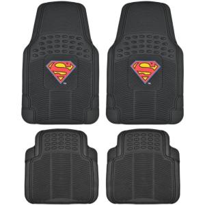 imageSuperman Rubber Car Floor Mats 4 PC Front Heavy Duty All Weather Protection  Trimmable To fitPack of 4