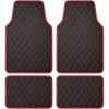 imageCarbella DiamondLuxe Car Floor Mats Stylish Faux Leather Car Mats with Diamond Stitched Detail and Matching Taping Universally Sized AllWeather Floor Mats for Cars Trucks SUV Full PurpleRed