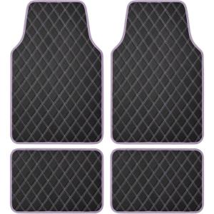 imageCarbella DiamondLuxe Car Floor Mats Stylish Faux Leather Car Mats with Diamond Stitched Detail and Matching Taping Universally Sized AllWeather Floor Mats for Cars Trucks SUV Full PurplePurple