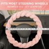 imageCarbella Twisted Fur Olive Green Soft Steering Wheel Cover Standard 15 Inch Size Fits Most Vehicles Fuzzy Fluffy Car Steering Cover with Soft Faux Fur Touch Car Accessories for WomenSoft Pink
