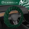 imageCarbella Twisted Fur Olive Green Soft Steering Wheel Cover Standard 15 Inch Size Fits Most Vehicles Fuzzy Fluffy Car Steering Cover with Soft Faux Fur Touch Car Accessories for WomenGreen