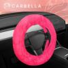 imageCarbella Twisted Fur Olive Green Soft Steering Wheel Cover Standard 15 Inch Size Fits Most Vehicles Fuzzy Fluffy Car Steering Cover with Soft Faux Fur Touch Car Accessories for WomenHot Pink