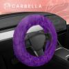 imageCarbella Twisted Fur Olive Green Soft Steering Wheel Cover Standard 15 Inch Size Fits Most Vehicles Fuzzy Fluffy Car Steering Cover with Soft Faux Fur Touch Car Accessories for WomenPurple