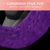 imageCarbella Twisted Fur Olive Green Soft Steering Wheel Cover Standard 15 Inch Size Fits Most Vehicles Fuzzy Fluffy Car Steering Cover with Soft Faux Fur Touch Car Accessories for WomenPurple