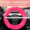 imageCarbella Twisted Fur Olive Green Soft Steering Wheel Cover Standard 15 Inch Size Fits Most Vehicles Fuzzy Fluffy Car Steering Cover with Soft Faux Fur Touch Car Accessories for WomenHot Pink