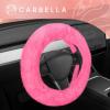 imageCarbella Twisted Fur Olive Green Soft Steering Wheel Cover Standard 15 Inch Size Fits Most Vehicles Fuzzy Fluffy Car Steering Cover with Soft Faux Fur Touch Car Accessories for WomenPink