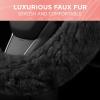 imageCarbella Twisted Fur Olive Green Soft Steering Wheel Cover Standard 15 Inch Size Fits Most Vehicles Fuzzy Fluffy Car Steering Cover with Soft Faux Fur Touch Car Accessories for WomenBlack