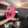 imageCarbella Twisted Fur Olive Green Soft Steering Wheel Cover Standard 15 Inch Size Fits Most Vehicles Fuzzy Fluffy Car Steering Cover with Soft Faux Fur Touch Car Accessories for WomenHot Pink