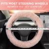imageCarbella Twisted Fur Olive Green Soft Steering Wheel Cover Standard 15 Inch Size Fits Most Vehicles Fuzzy Fluffy Car Steering Cover with Soft Faux Fur Touch Car Accessories for WomenSoft Pink