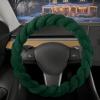 imageCarbella Twisted Fur Olive Green Soft Steering Wheel Cover Standard 15 Inch Size Fits Most Vehicles Fuzzy Fluffy Car Steering Cover with Soft Faux Fur Touch Car Accessories for WomenGreen