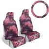 imageCarbella TieDye Car Seat Covers Red Seat Covers for Cars with Matching Steering Wheel Cover Cute Automotive Interior Covers for Trucks Van SUV 3 Piece Set Car Accessories for WomenRed TieDye